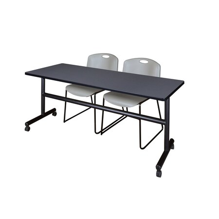 Kobe Rectangle FlipTop Table, 72" W, 29" H, Laminate Top, Gray MKFT7230GY44GY